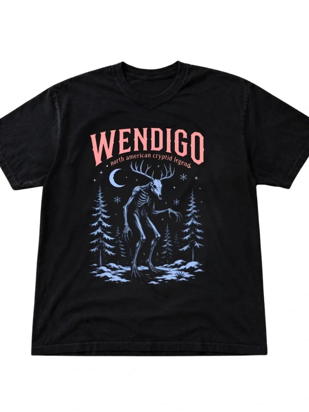 Wendigo Graphic Tee - Black with Pink & Blue Print